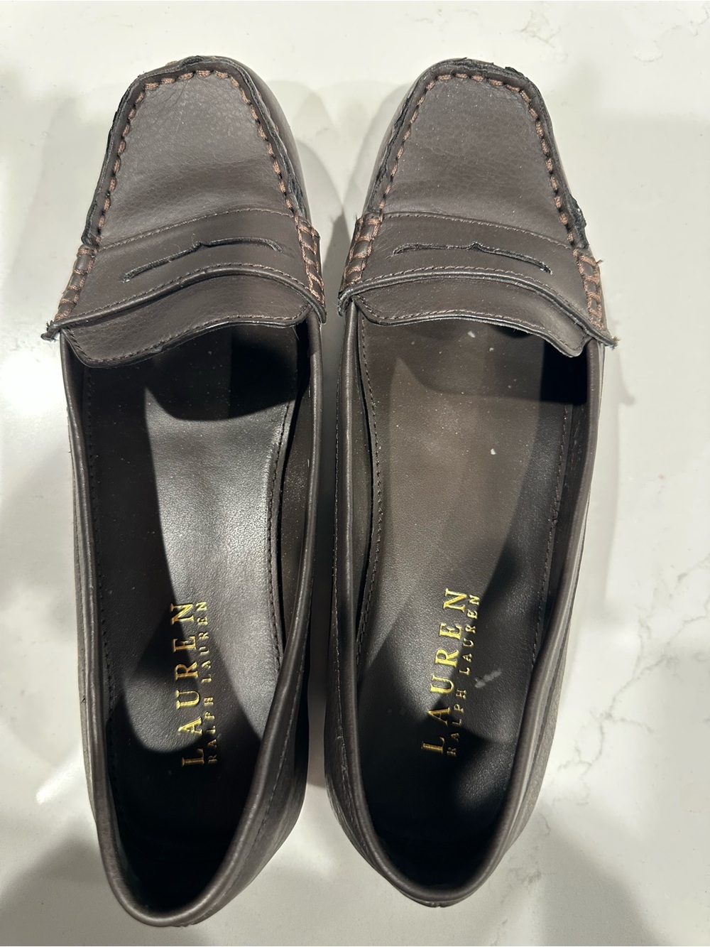 Lauren Ralph Lauren Women's Dark Brown Leather Penny Loafers.  Size 9